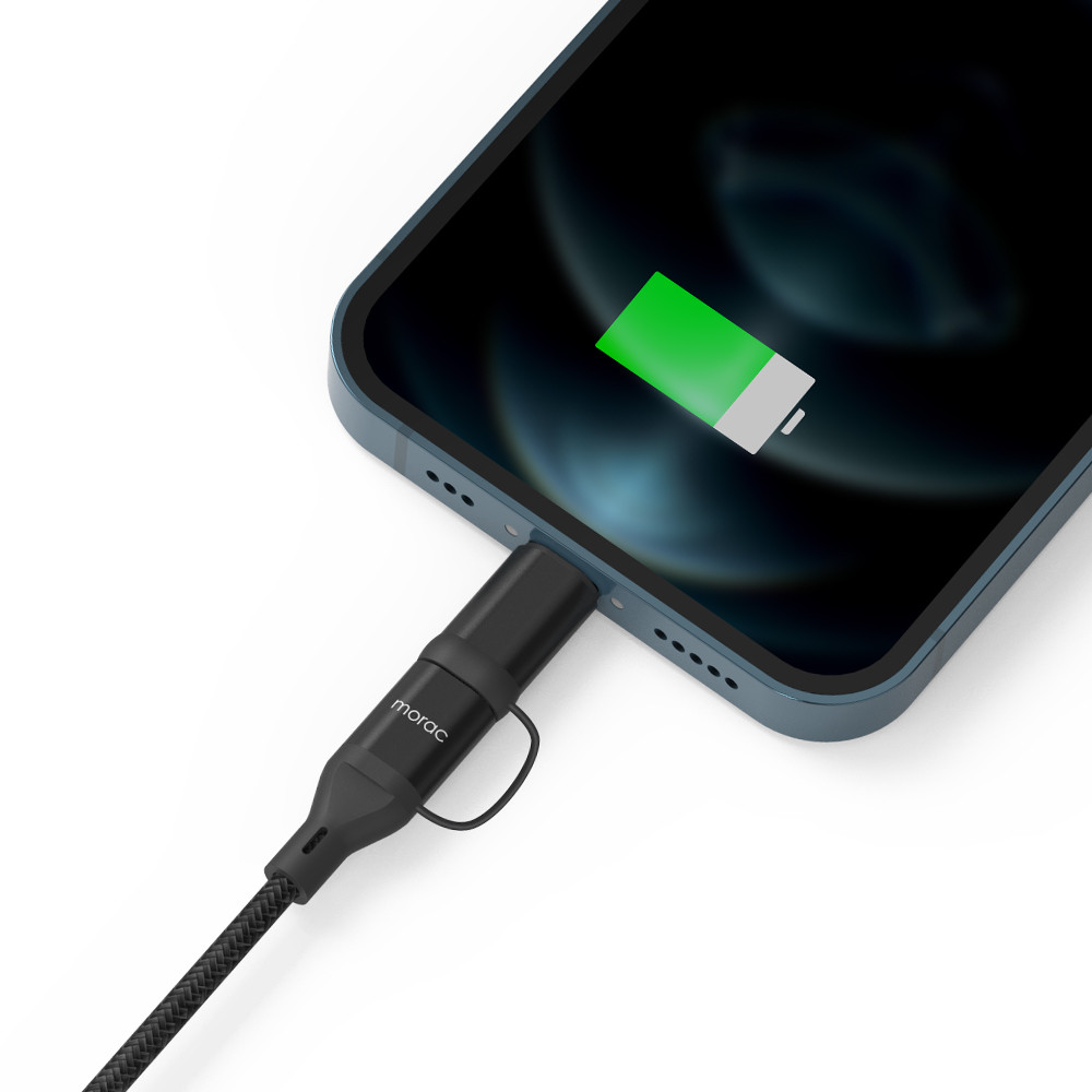 모락 NY 메탈 2in1 USB C to C & 8핀 멀티 PD 고속 충전 케이블 1.5m 이미지 6