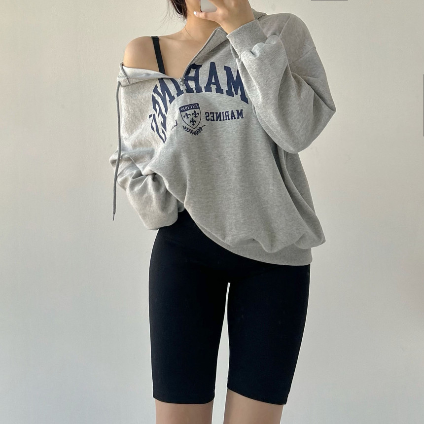 [무료배송]마린 후드집업 후드티 빅사이즈 반집업 시밀러룩 츄리닝 레이어드 오버핏후드티 사계절내내 휴양지룩 여행룩 힙커버 롱 루즈 상세 이미지 34