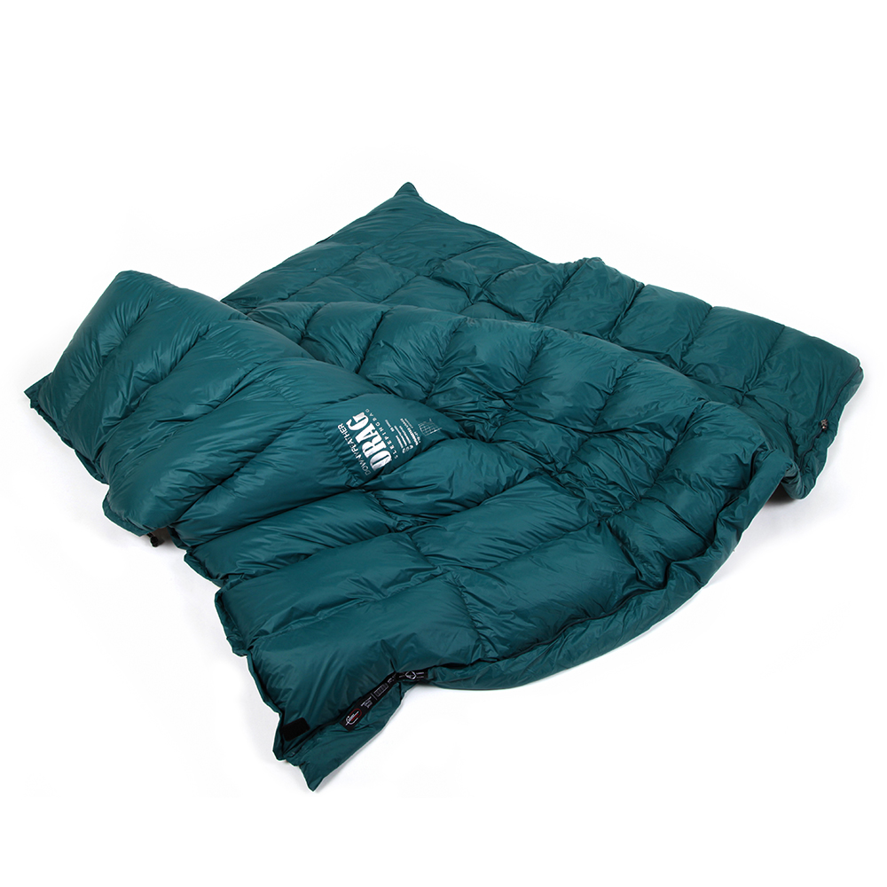 어반캠퍼 다우니페더 드래그 덕다운 캠핑 침낭 오리털 충전재 2400g, 터키그린