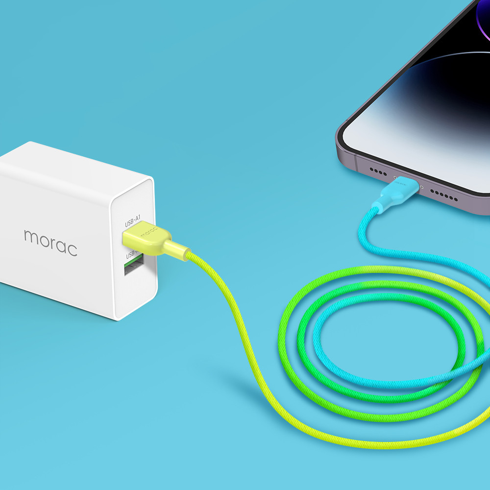 모락 그라데이션 USB 라이트닝 8핀 고속 충전 케이블 2개입 1.5m 이미지 7
