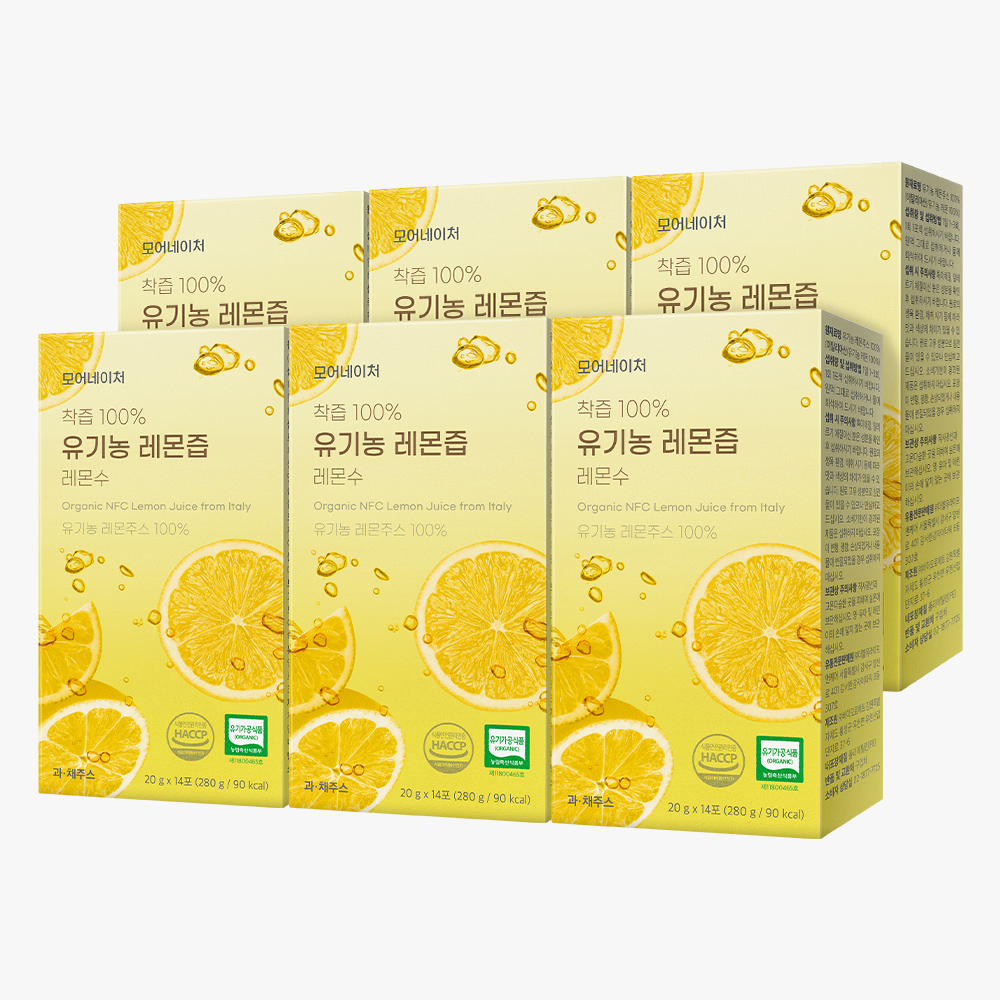 모어네이처 착즙 100% 유기농 레몬즙 레몬수 20g 14포, 6개
