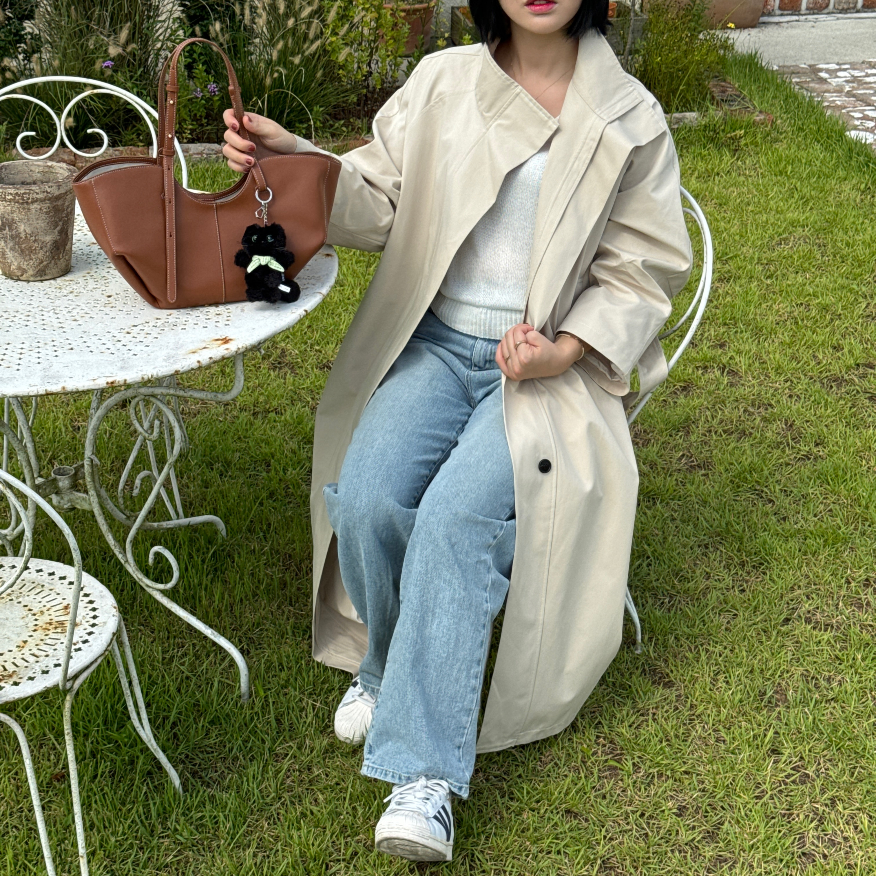 가을신상🍂  하이넥 오버핏 롱트렌치코트 상세 이미지 10