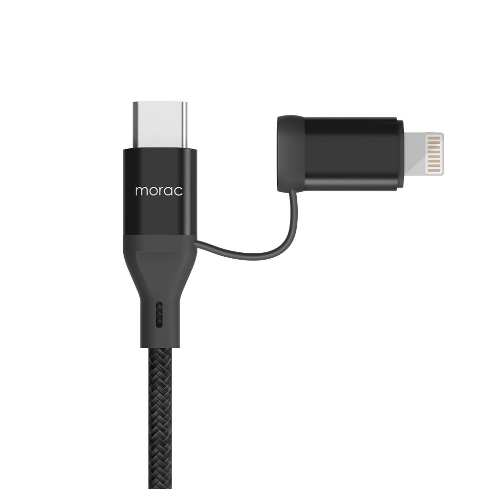 모락 NY 메탈 2in1 USB C to C & 8핀 멀티 PD 고속 충전 케이블 1.5m - 상세 이미지 4