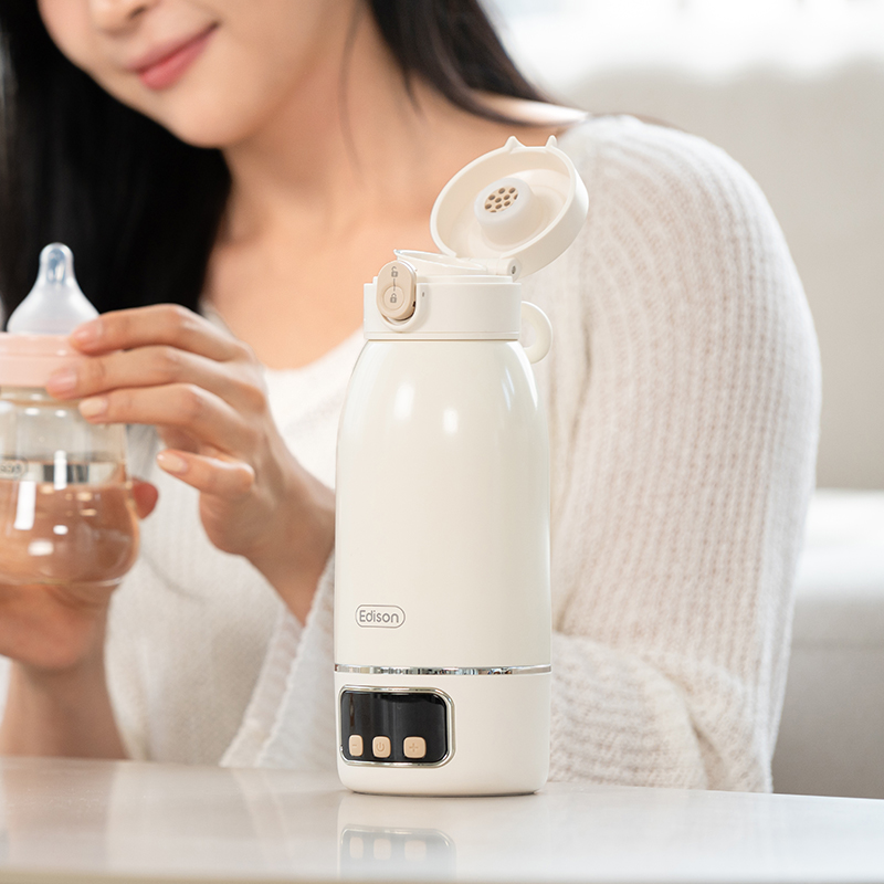 에디슨 휴대용 분유포트 무선 분유 가열 보온병 원터치 텀블러 500ml 여행용