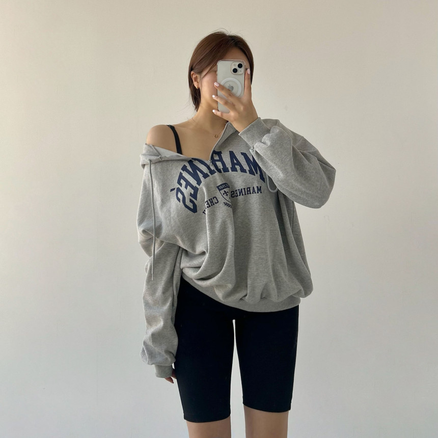 [무료배송]마린 후드집업 후드티 빅사이즈 반집업 시밀러룩 츄리닝 레이어드 오버핏후드티 사계절내내 휴양지룩 여행룩 힙커버 롱 루즈 상세 이미지 36