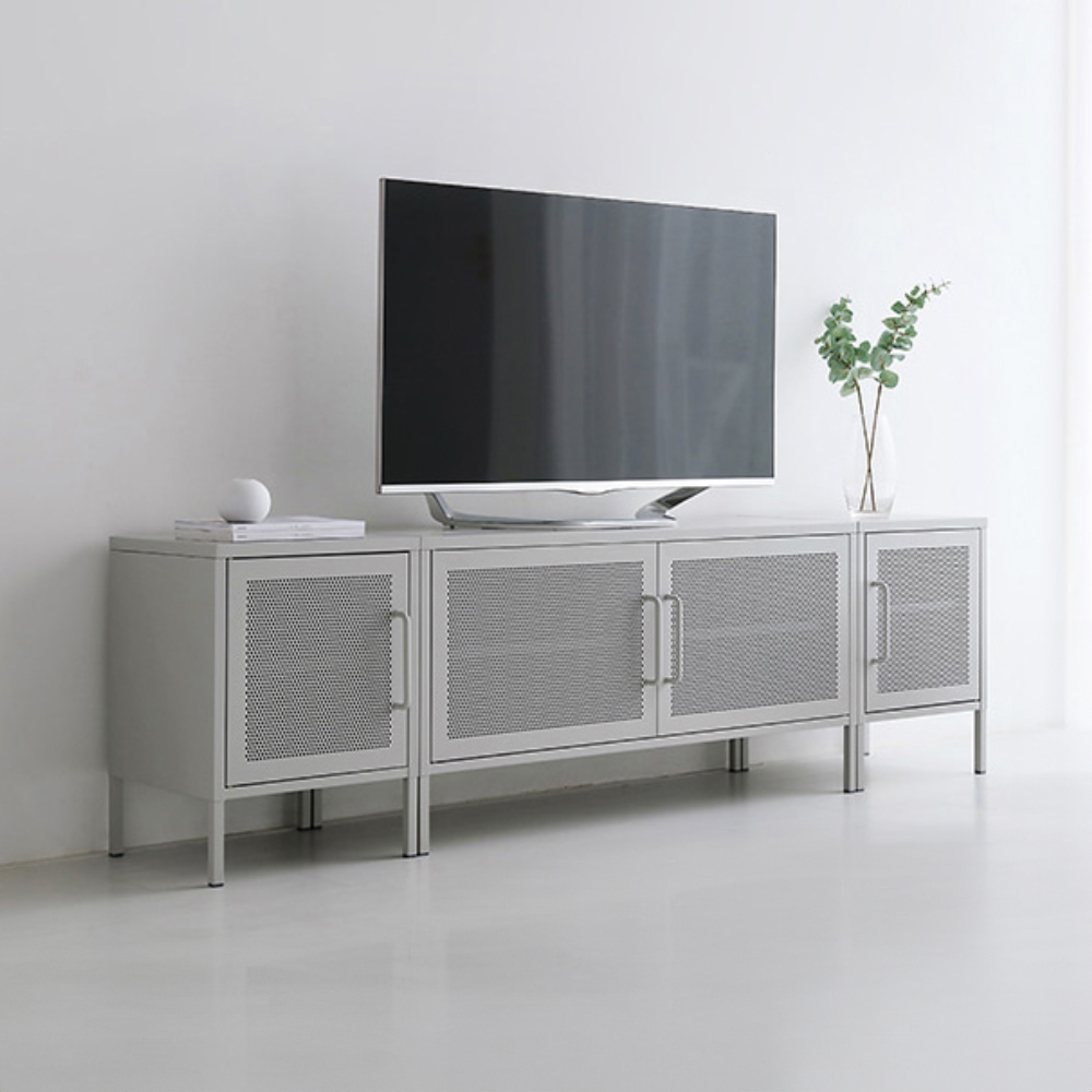 HOLZ 캐비넷 가로양문 TV스탠드 1150x400x595mm, 라이트그레이 2768.9431