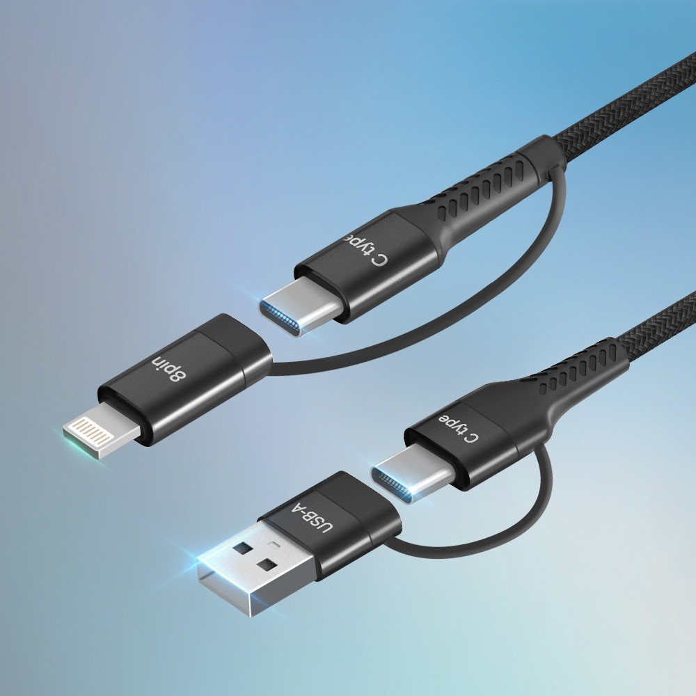모락 리노 4in1 USB PD C타입 8핀 멀티 초고속 충전 케이블 MR-PD-RN4IN1 - 상품 이미지
