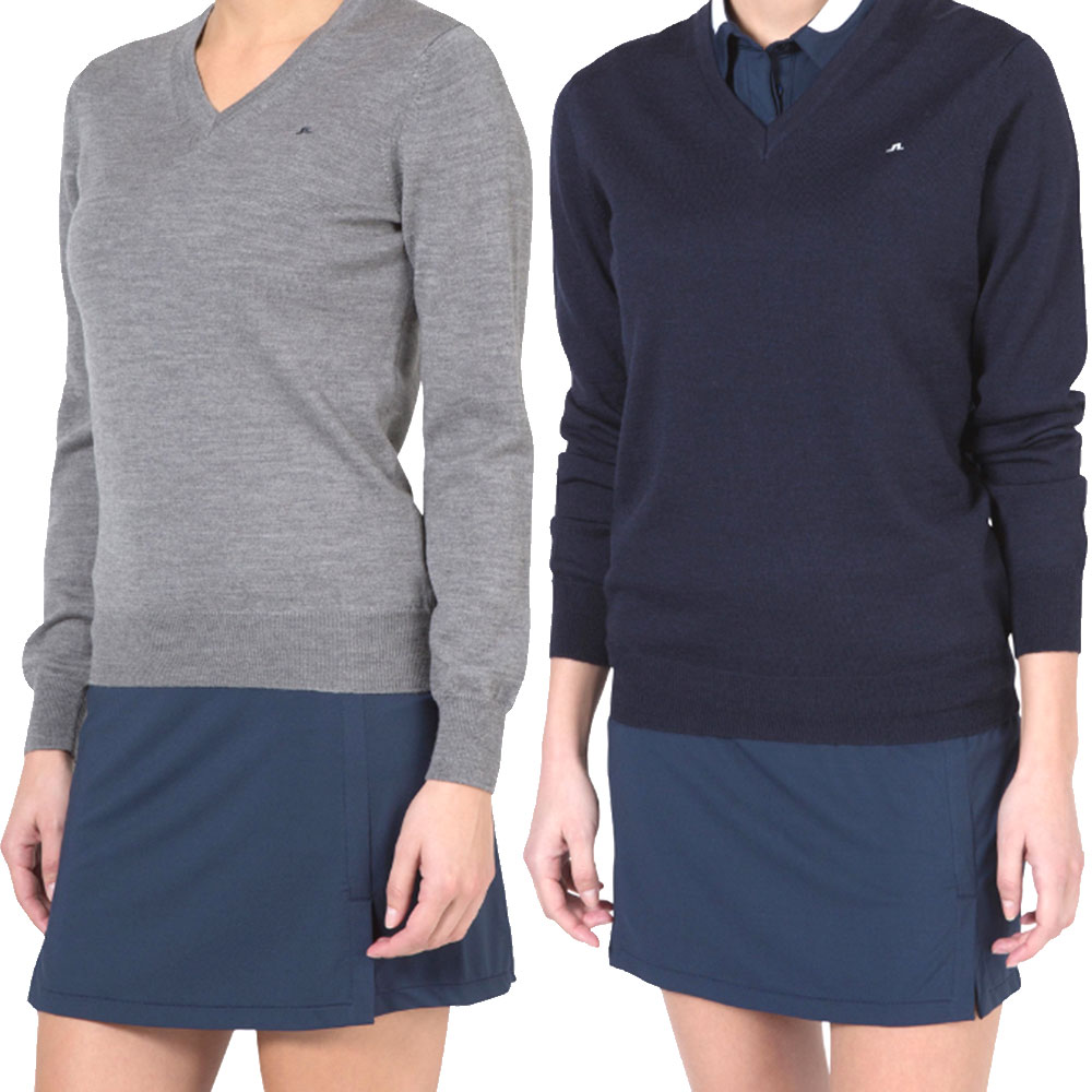 제이린드버그 여성니트 브이넥 아마야 골프 스웨터