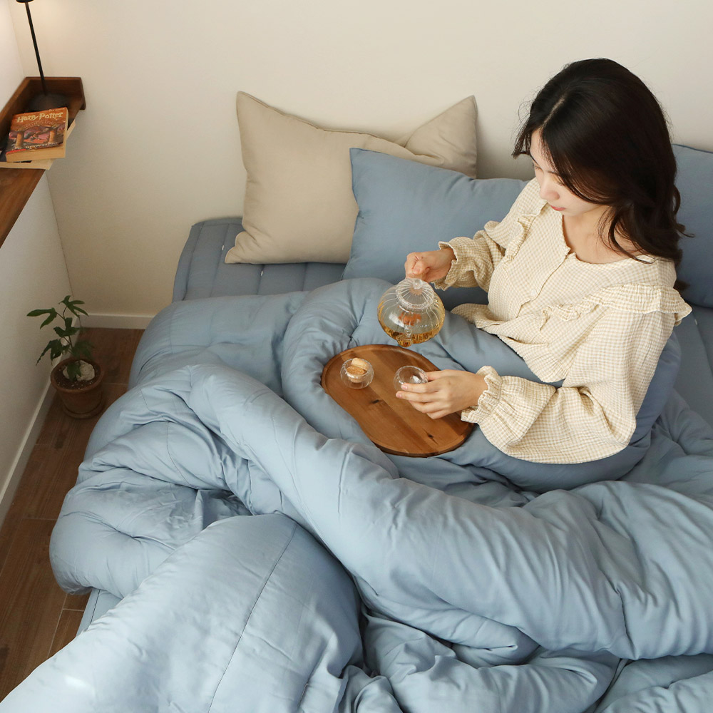 렌징모달 친환경 옥수수솜 사계절이불 8colors 차렵이불 SS 실키 화이트 이미지 8