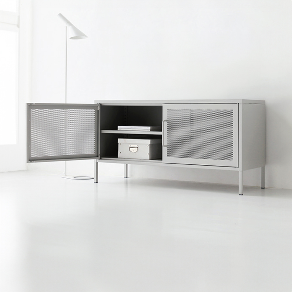 HOLZ 캐비넷 가로양문 TV스탠드 1150x400x595mm, 라이트그레이 2768.9431