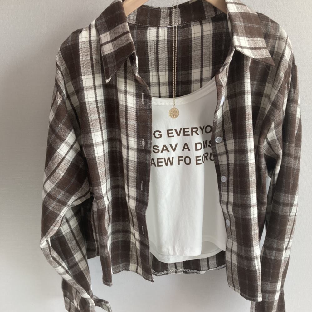 체크 남방 나시 세트 셔츠 - 상세 이미지 3