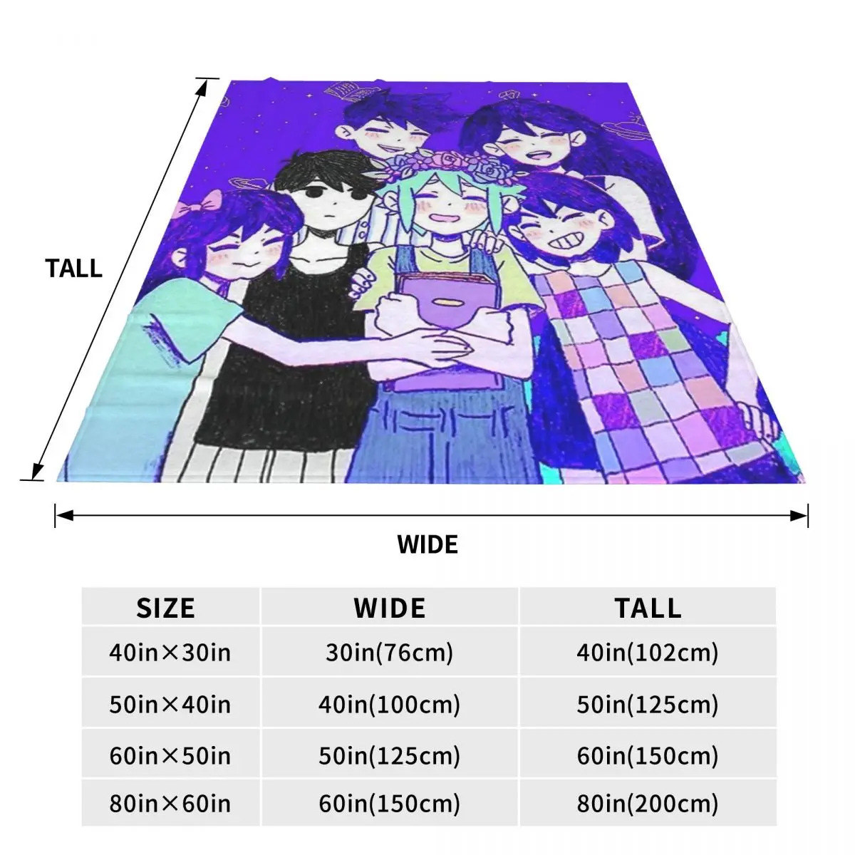 omori 오모리 게임 써니 오브리 켈 히로 대형 애착 인형 피규어 키링 굿즈 만화 애니메이션 던지기 담요 마이크로 플리스 캠핑용 모던 휴대용... 