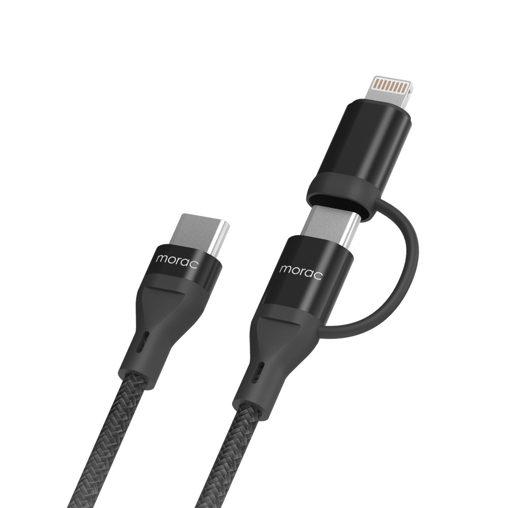모락 NY 메탈 2in1 USB C to C & 8핀 멀티 PD 고속 충전 케이블 1.5m - 상세 이미지 3