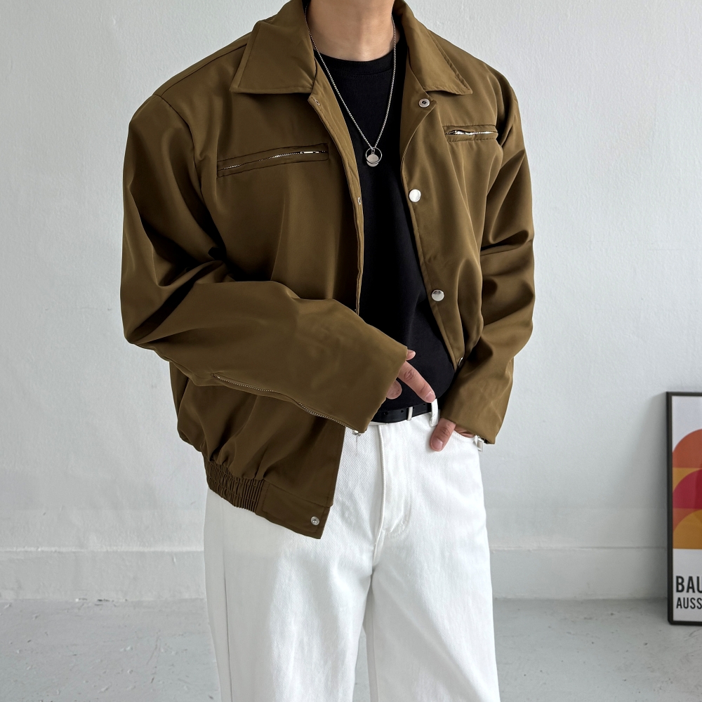 남자숏자켓 남자블루종재킷 남성오버핏자켓 - 상세 이미지 3