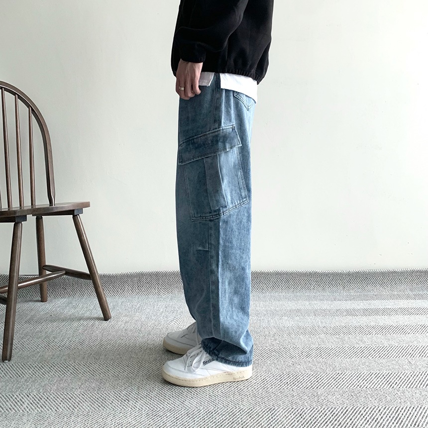 1+1 남자와이드청바지 카고청바지 벌룬데님 - 상세 이미지 3