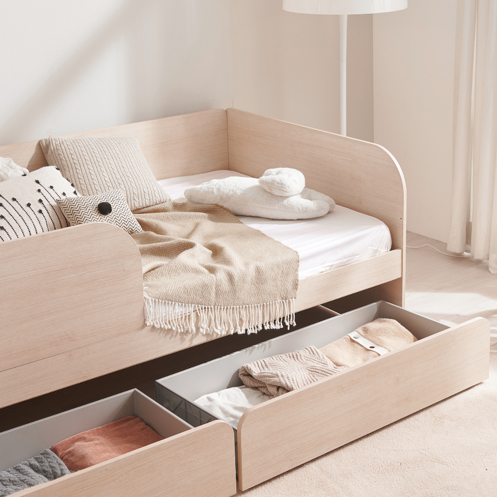 장인가구 뉴피터 E0등급 저상형 슬라이딩 수납침대 프레임 S 7존포켓+가드