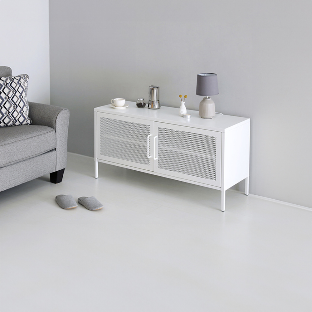 HOLZ 캐비넷 가로양문 TV스탠드 1150x400x595mm, 라이트그레이 2768.9431