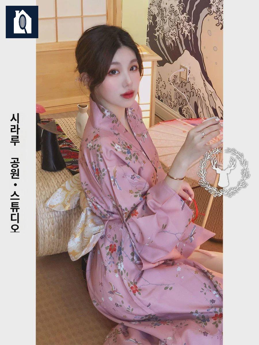 일본 코스튬 카 코스프레 전통 의상 여성 게이샤 유카타 벚꽃 기모노 - 상세 이미지 2