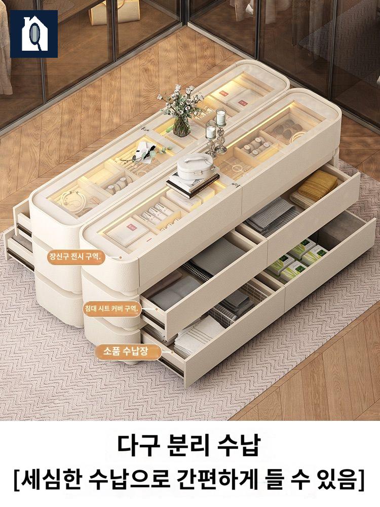 조명 포함 드레스룸 아일랜드서랍장 라운드 옷 서랍장 - 상세 이미지 5