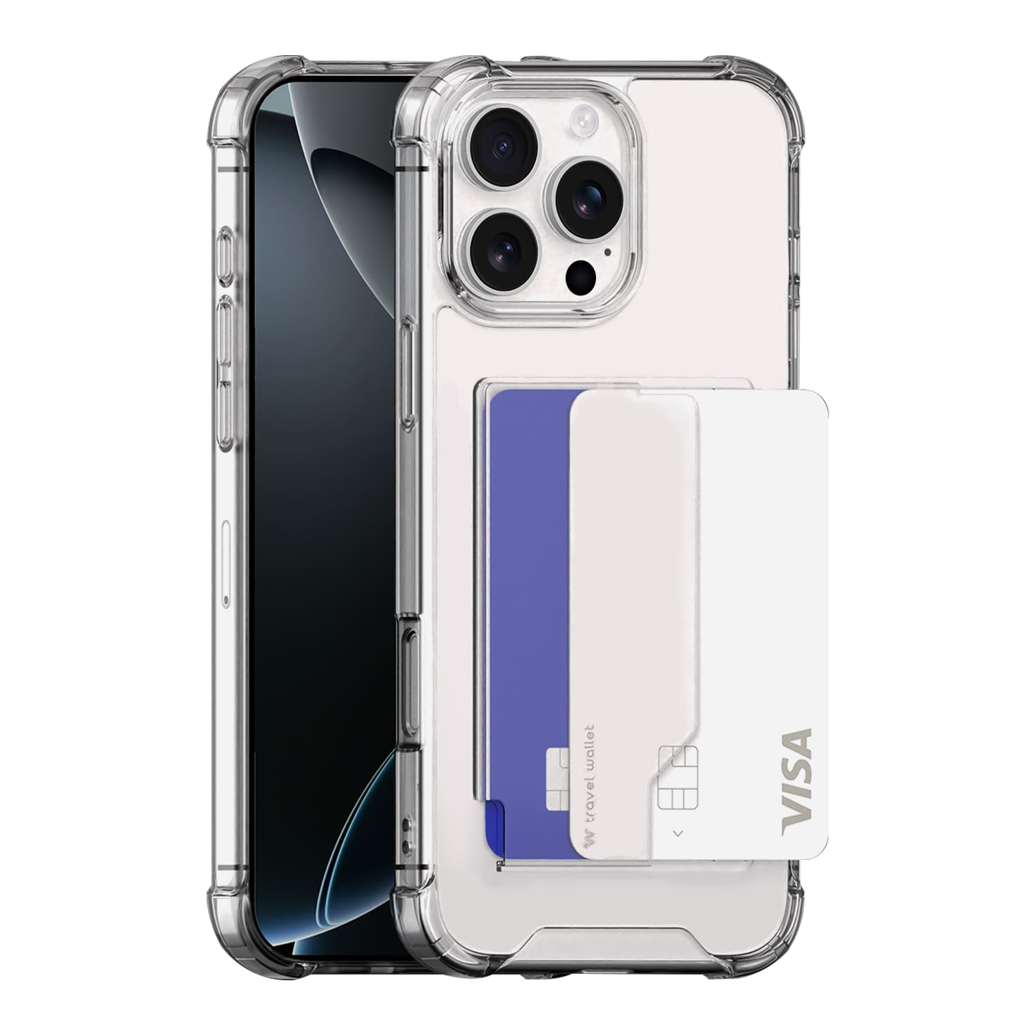 168cm 카드수납 케이스 2장 범퍼 투명, 아이폰16 프로 맥스 - 상품 이미지