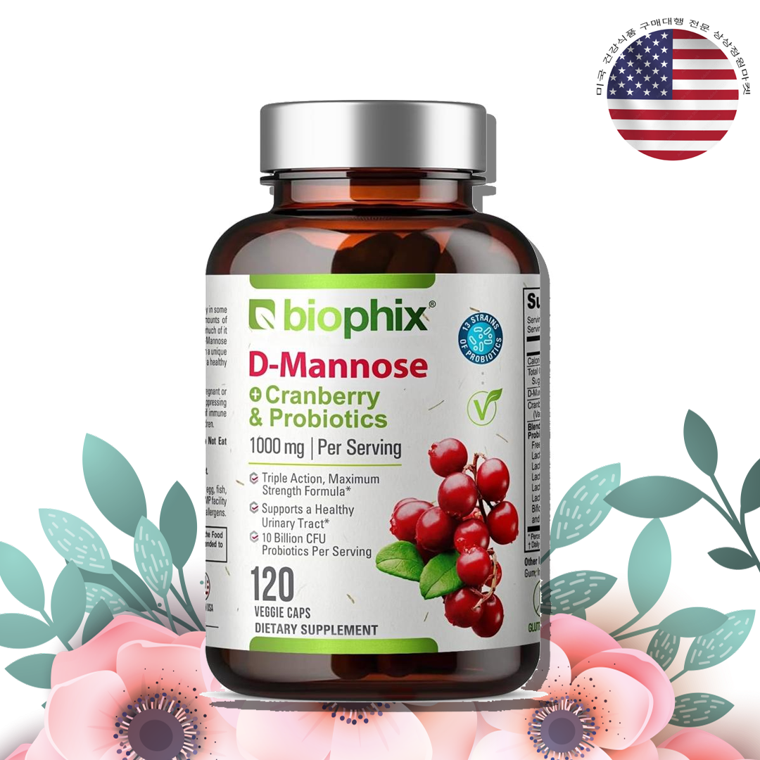BIOPHIX D-만노스 1000mg 크랜베리 프로바이오틱스 120베지캡슐 디만노스 - 상품 이미지