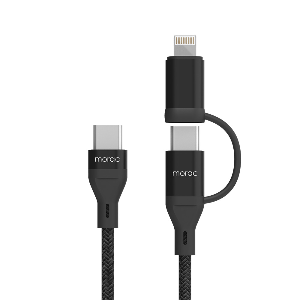 모락 NY 메탈 2in1 USB C to C & 8핀 멀티 PD 고속 충전 케이블 1.5m - 상세 이미지 2
