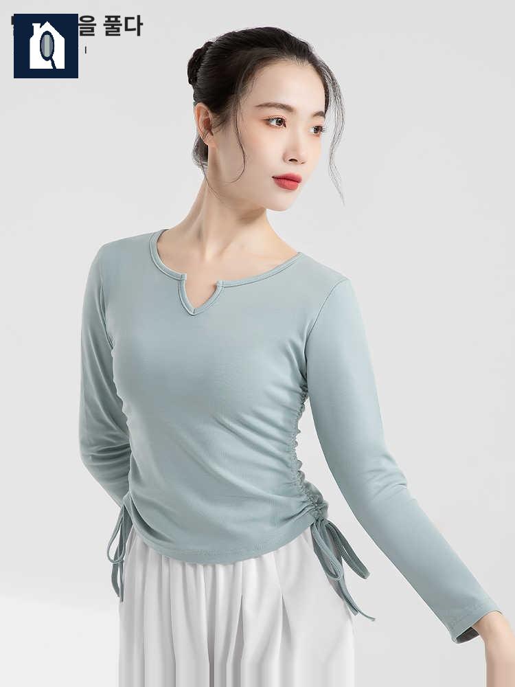 여성 댄스복 공연복 방송 라인 사교 댄스 연습복 스포츠 상의 - 상세 이미지 4
