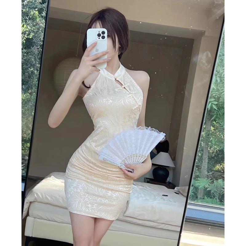 Bj옷 여캠 원피스 강남홀복 미니홀복 홀터넥 딱붙는 - 상세 이미지 3