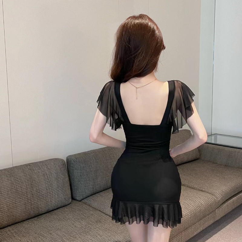 가씨옷 러블리한 원피스 타이트한 딱붙는 글램 짧은 - 상세 이미지 4