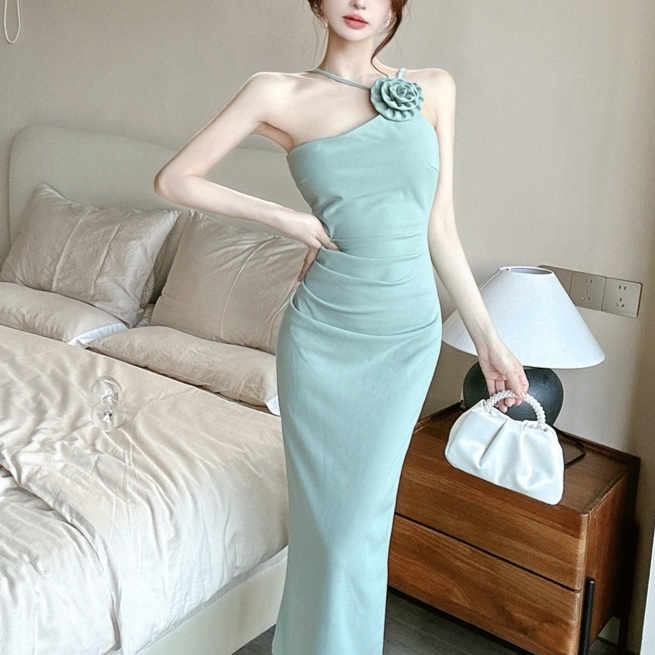 백리스 딱붙는 시상식 날씬 짧은 가씨옷 붙는 등파인 나이트복장 반전뒤태 스팽글 뒷트임 어깨트임 글램 아가씨옷 시스루 노출 키작녀 타이트한 - 상품 이미지