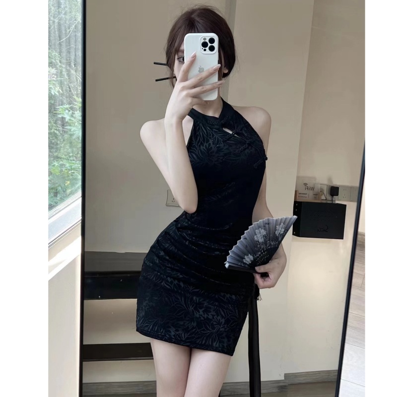 Bj옷 여캠 원피스 강남홀복 미니홀복 홀터넥 딱붙는 - 상세 이미지 2
