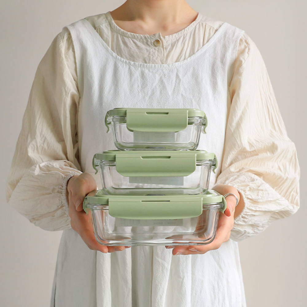 내열유리반찬통 밀폐용기 오븐락 글라스 스팀홀 투명 반찬용기