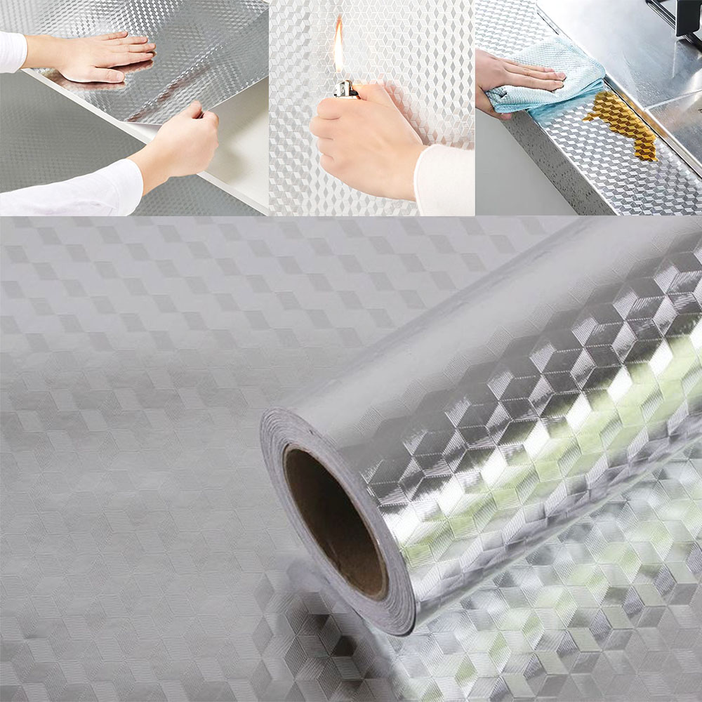 주방 알루미늄 시트지 곰팡이 오염방지 방수 체크 방유 타일 보호지 - 상품 이미지