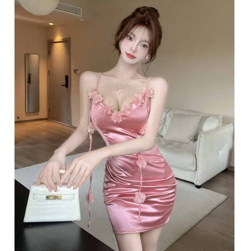 란제리 원피스 클럽원피스 타이트한 미니홀복 키작녀 Bj옷 - 상세 이미지 3
