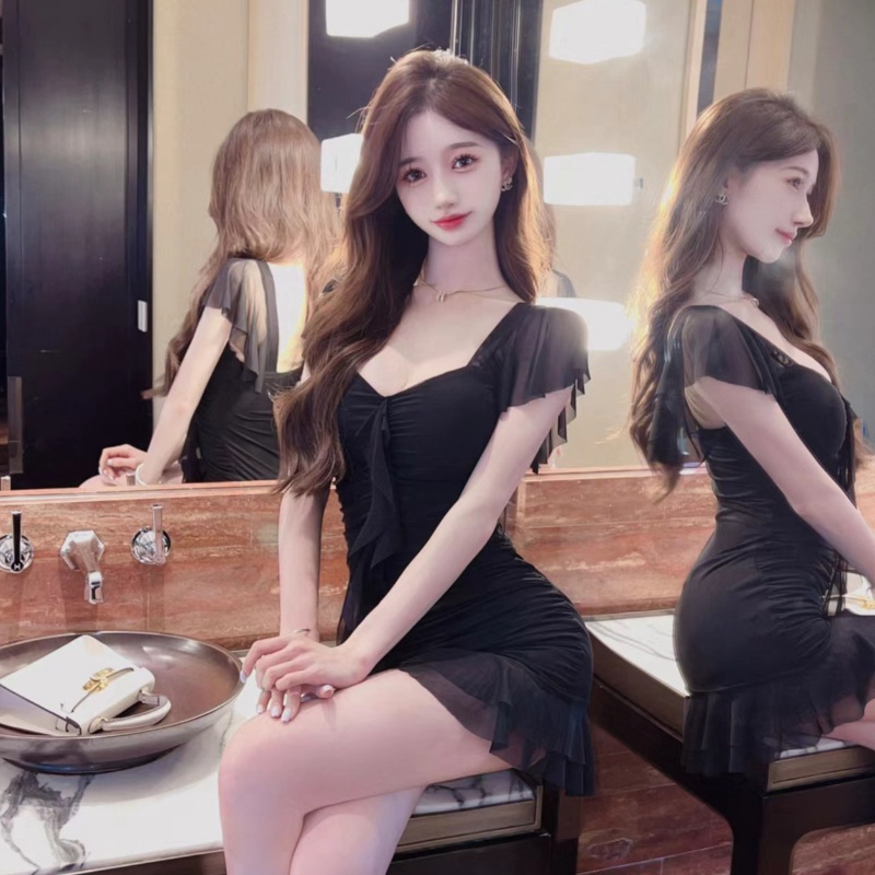 가씨옷 러블리한 원피스 타이트한 딱붙는 글램 짧은 - 상세 이미지 5