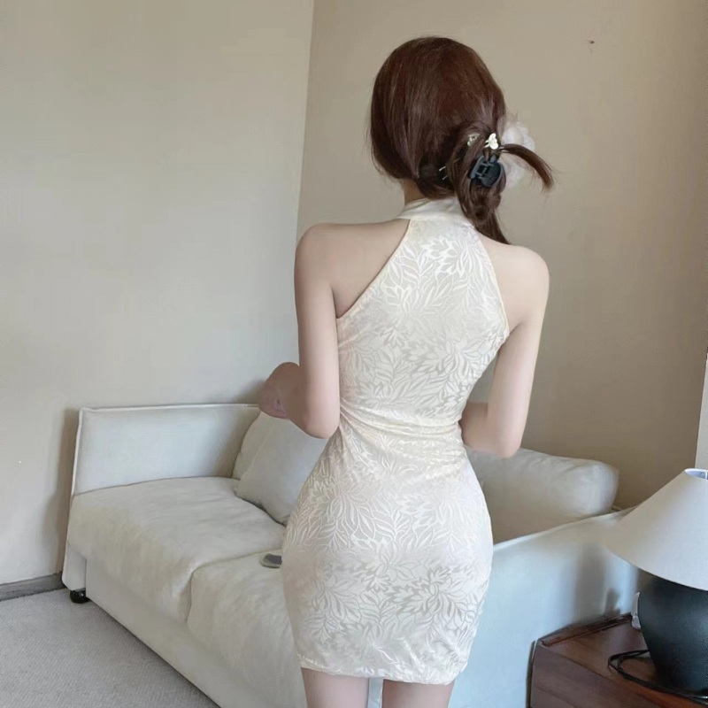 Bj옷 여캠 원피스 강남홀복 미니홀복 홀터넥 딱붙는 - 상세 이미지 5