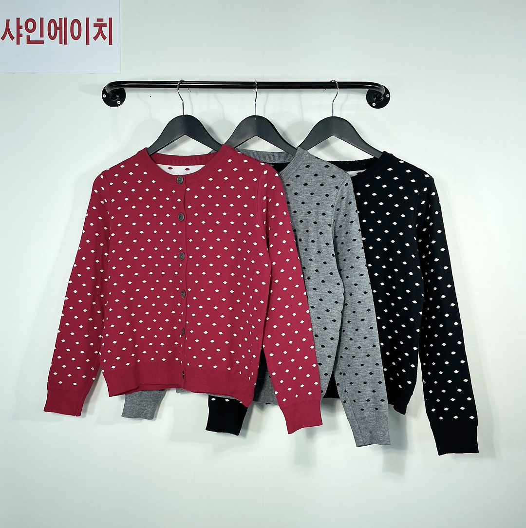 여자여자몰 레전드땡땡이 보들촉감 도톰원단 니트긴팔가디건 간절기 도트가디건 - 상세 이미지 2