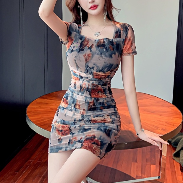 레이싱걸 원피스 초미니 휴양지룩 타이트 - 메인 이미지
