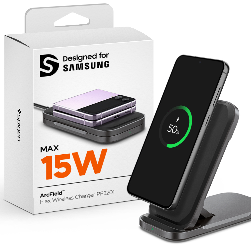 슈피겐 삼성인증 15W 접이식 초고속 무선 충전기 거치대 PF2201