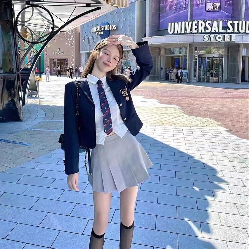 미니스커트 자켓마이 교복세트 여고생 코스프레 일찐룩 슬림핏 놀이동산룩 하이틴 패션 2종 - 상품 이미지
