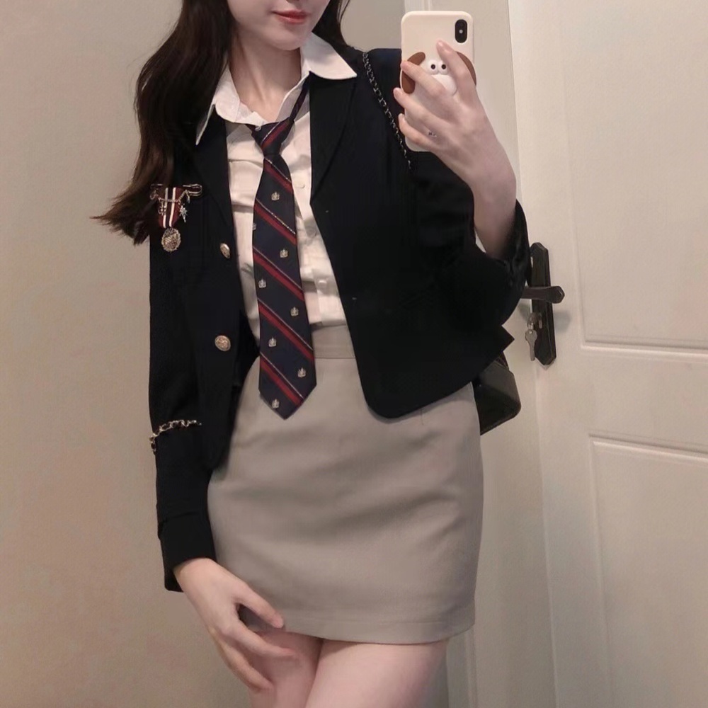 미니스커트 자켓마이 교복세트 여고생 코스프레 일찐룩 슬림핏 놀이동산룩 하이틴 패션 2종 - 상세 이미지 4