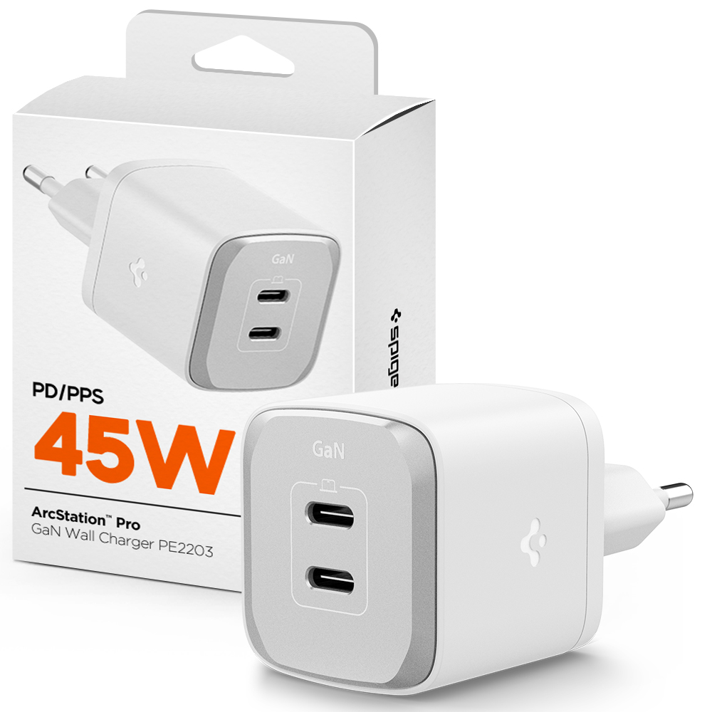 슈피겐 PD 45W PPS USB C타입 GaN 초고속 충전 2.0 충전기 PE2203