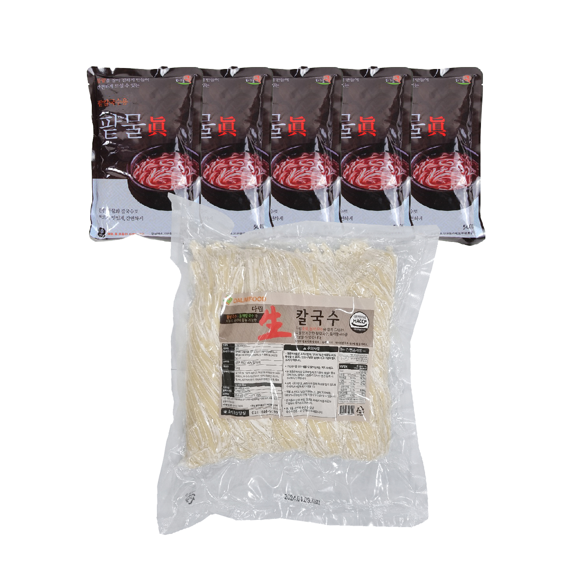 팥 칼국수 밀키트 국내산 통팥 5인 세트(팥물 500g 5팩+칼국수면 1kg) 캠핑요리 - 상세 이미지 3