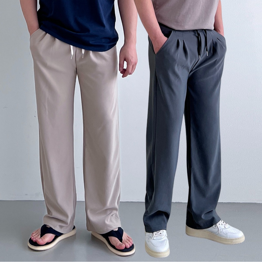 1+1 링클프리바지 세미와이드슬랙스 남자통바지 벌룬팬츠 - 상품 이미지