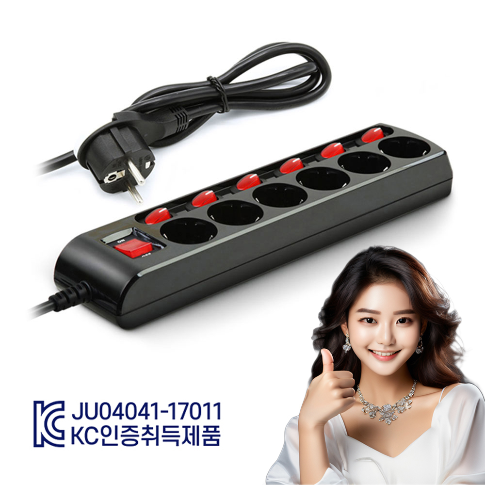 히터 에어컨 멀티콘센트 멀티탭 고용량 코드 탭 6구 KC