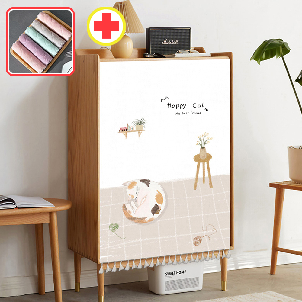 책장 선반 가리개 찍찍이 벨크로 붙이는 커튼 수납장 가림천 창문 가림막 6종 브라운캣 S