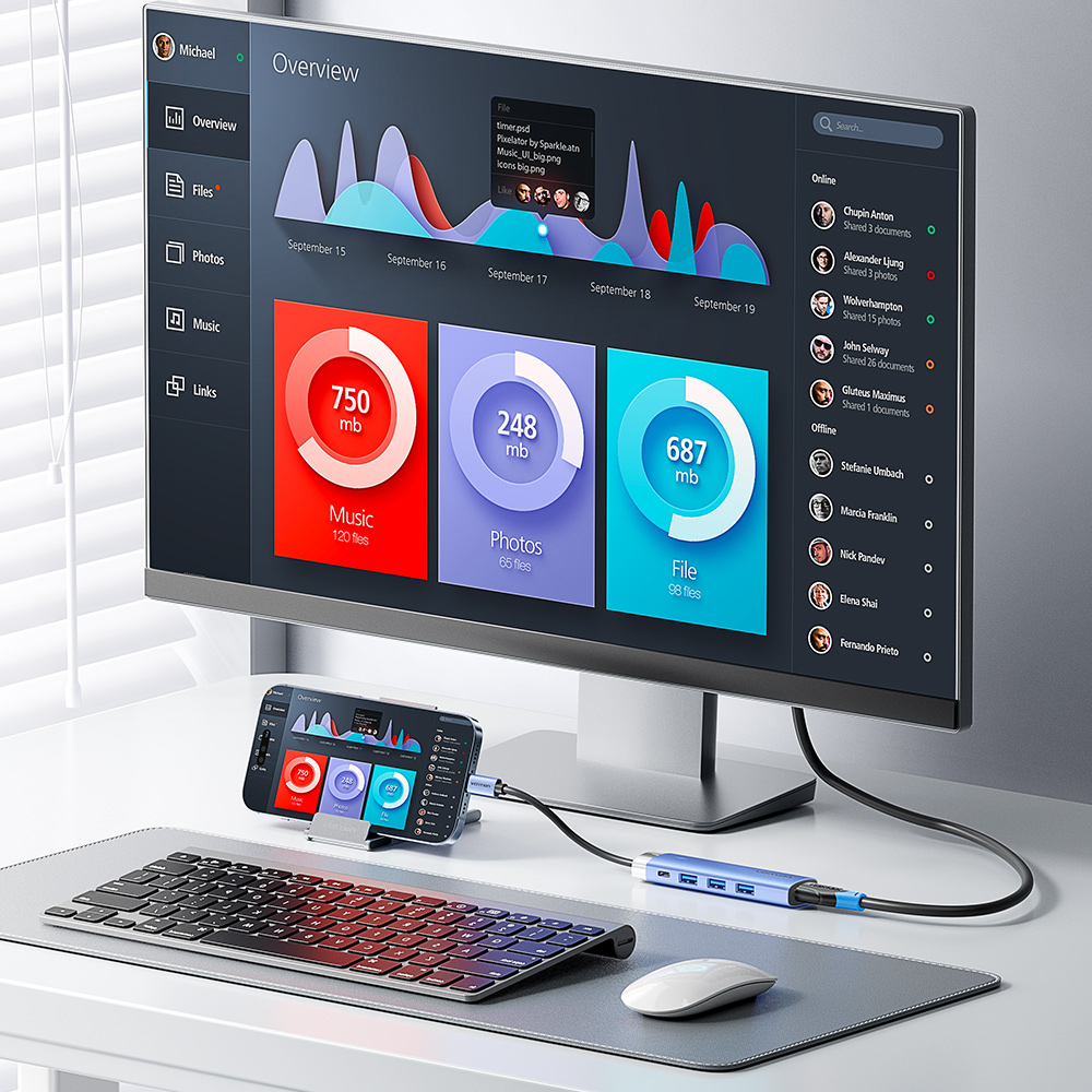 벤션 블루 C타입 HDMI PD USB3.0 멀티허브 TGESB - 상세 이미지 2