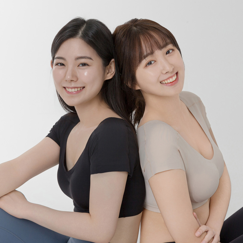 직각어깨 어깨 뽕 보정 패드 티 브라 어좁이 티셔츠 - 상세 이미지 2