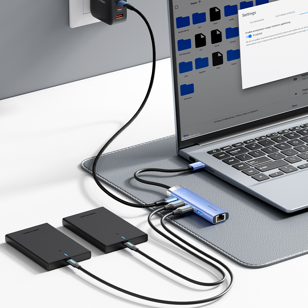 벤션 블루 기가비트 외장형 랜카드 USB3.0 멀티허브 TGFSB - 상세 이미지 2