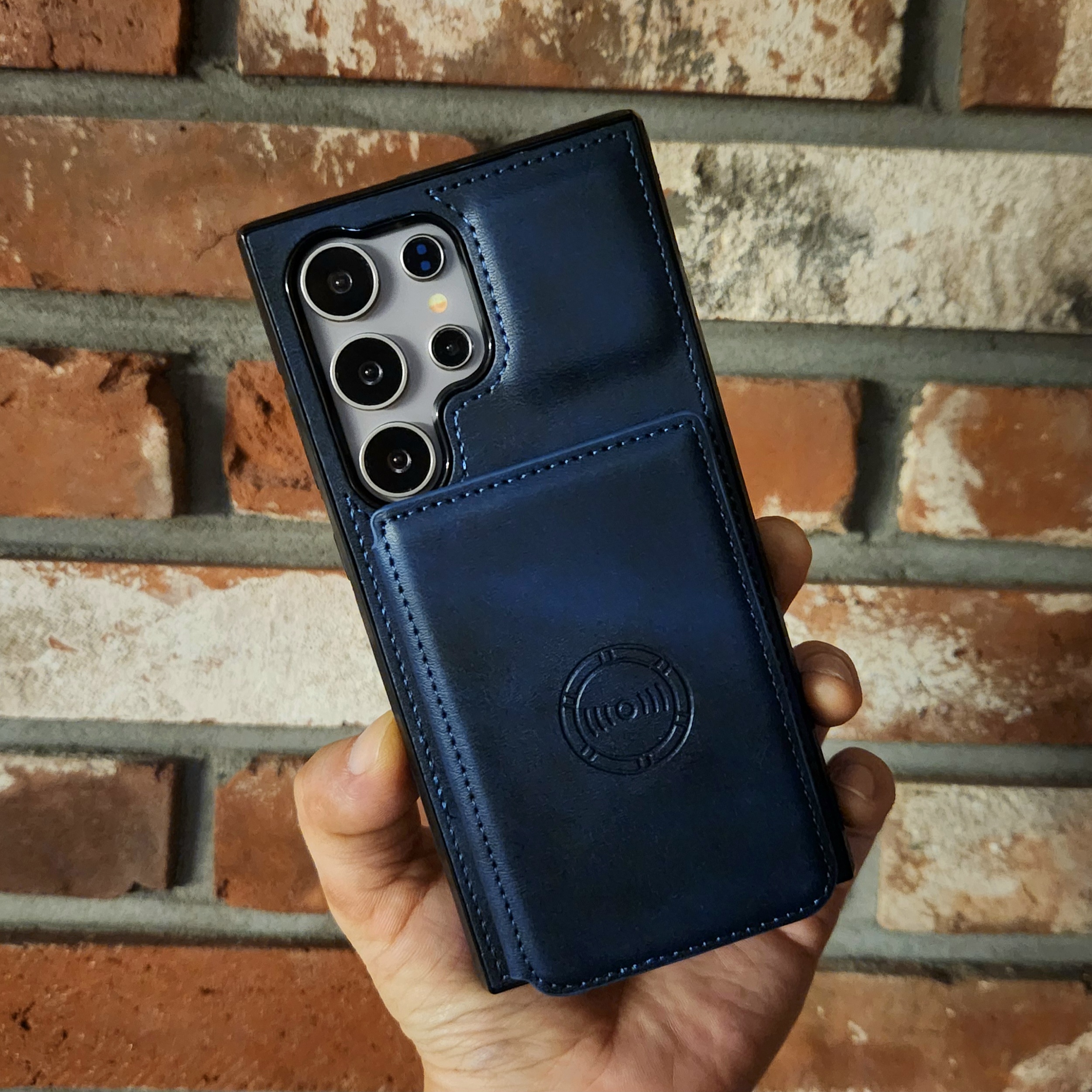 카드 케이스 가죽 지갑 범퍼 다크블루, 갤럭시S25울트라
